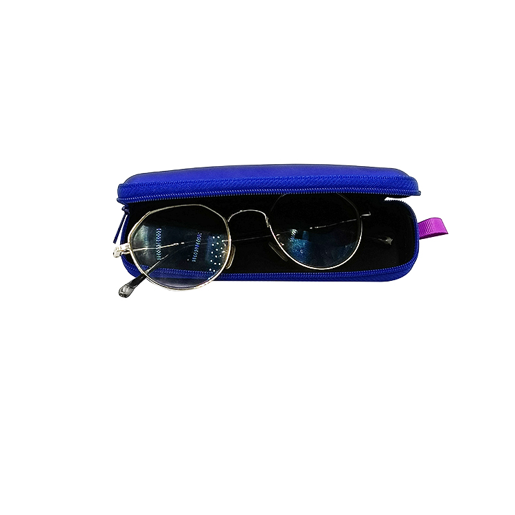 Portable Storage Blue Knitted Fabric Sunglass Case Anti Pressure