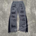 Custom Mens Joggers Wide Leg Flared Baggy Distressed Stacked Sweatpants Men