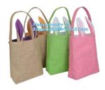 burlap easter tote, bunny ear kid Jute Shopping Bag With Leather Handles,cambric