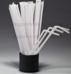 Disposable cute plastic white straight drinking straw, PLA individually wrapped