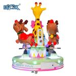 Funfair Fiberglass Giraffe Merry Go Round Coin Operated For Kids 3 Players