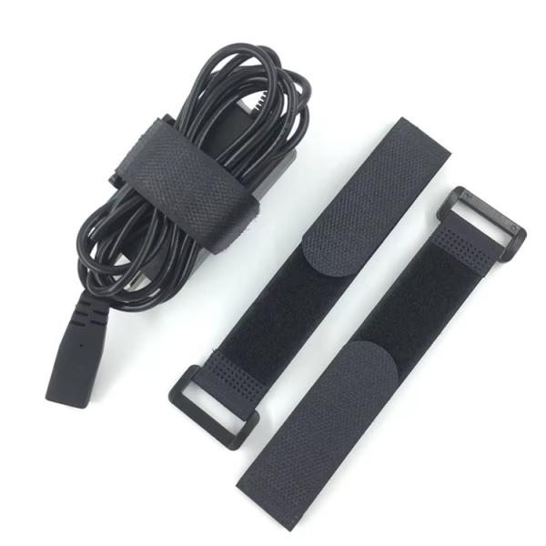 Black Hook And Loop Cable Straps Nylon Self Gripping Straps Reusable For USB Cables