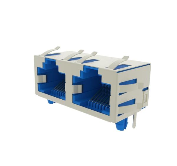 EMI Shielded RJ45 Jack 1 * 2 Ports Housing Material PBT / PA66 / PA46 Without