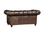 Solid Wood Legs Two Seater Brown Leather Settee , Chesterfield Sofa Bed With