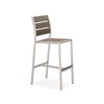 7 Piece Bistro Bar Table And Stools Aluminum Frame Wood Surface UV Resistant