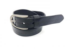 China Ladies Embossed Leather Belt / Pants Or Jeans Waist Belt With Zinc Alloy Buckle on sale