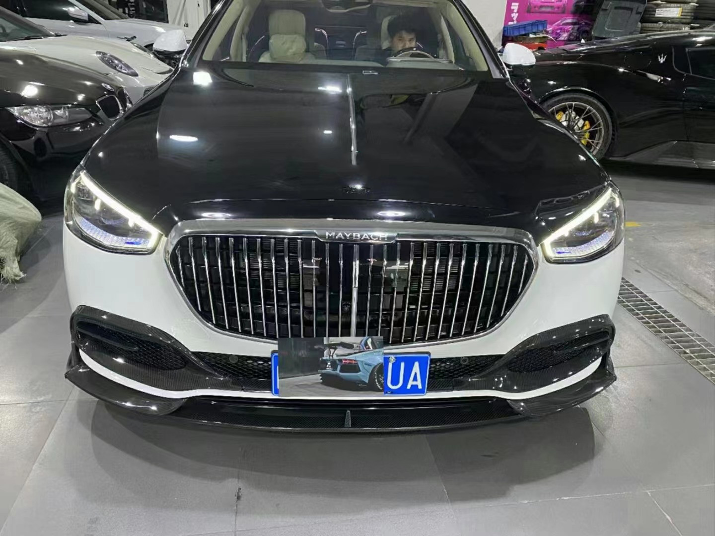 For Mercedes S-Class W223 Maybach Carbon Fiber Body Kit W223 Maybach Upgraded MSY Style Front Shovel Diffuser Spoiler