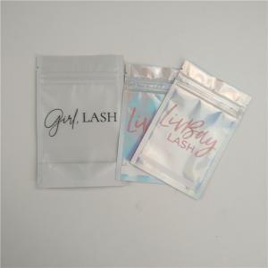 China Customized Smell Proof Cosmetic Holographic Plastic  Seal Eyelash Lipgloss Packaging Mylar Bag on sale