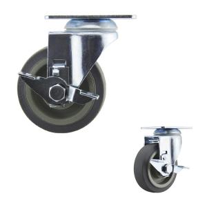 Wholesale 4 Inch Soft Rubber Casters Medium Duty Grey TPR Side Lock Swivel Caster Wheels For Hardwood Floors OEM from china suppliers