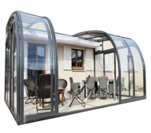 Wholesale Waterproof Aluminum Frame Glass Houses With Sliding Double Door And Green House Design from china suppliers