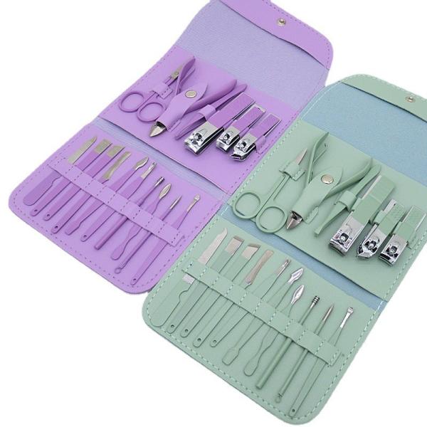 Manicure Set Nail Clippers Tools Household 4/12/16Pcs Stainless Steel Ear Spoon