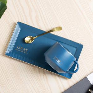 Wholesale Unique Luxury Breakfast Ceramic Coffee Cup With Square Saucer And Spoon from china suppliers