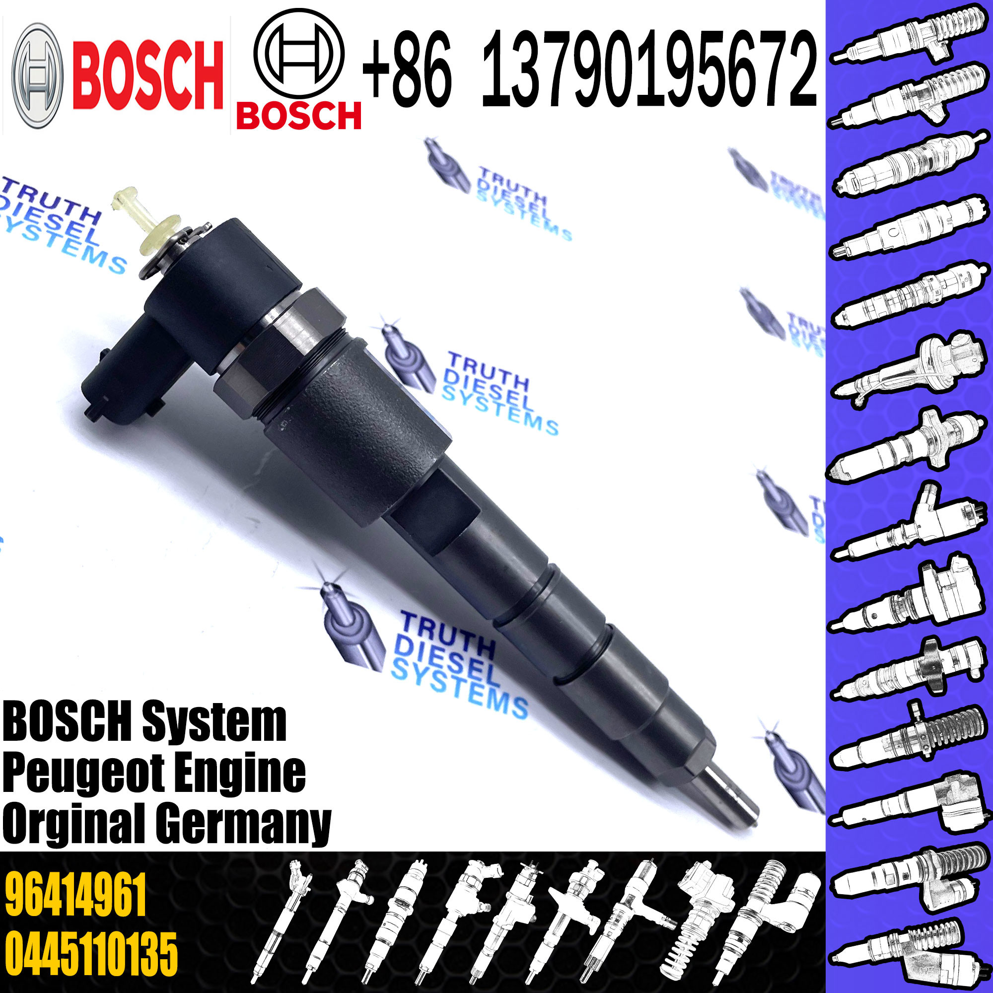 0445110075 0986435076 Fuel Injector 96386523 96414961 198089 For PEUGEOT 8H Engine