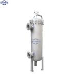 Single cartridge sanitary filter housing microporous membrane filter