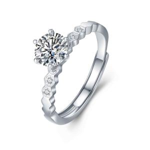 Wholesale Six Claws 1CT Silver Moissanite Solitaire Engagement Rings Birthstones S925 Engraved from china suppliers