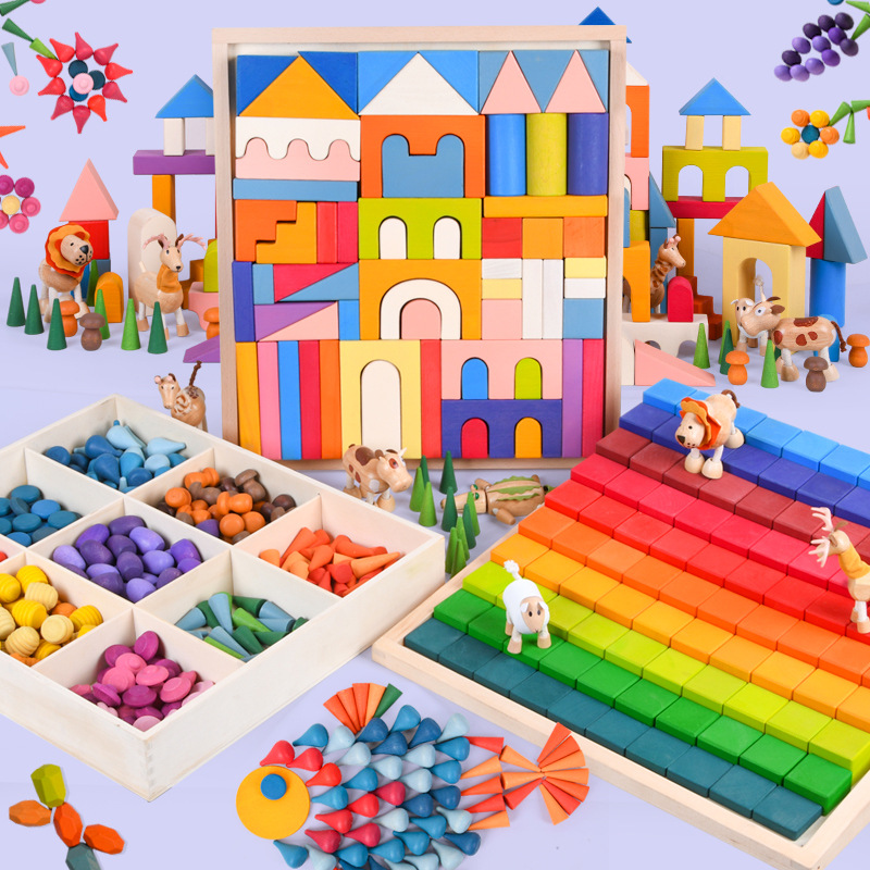 Montessori 2.5cm Natural Wooden Building Blocks For Toddlers