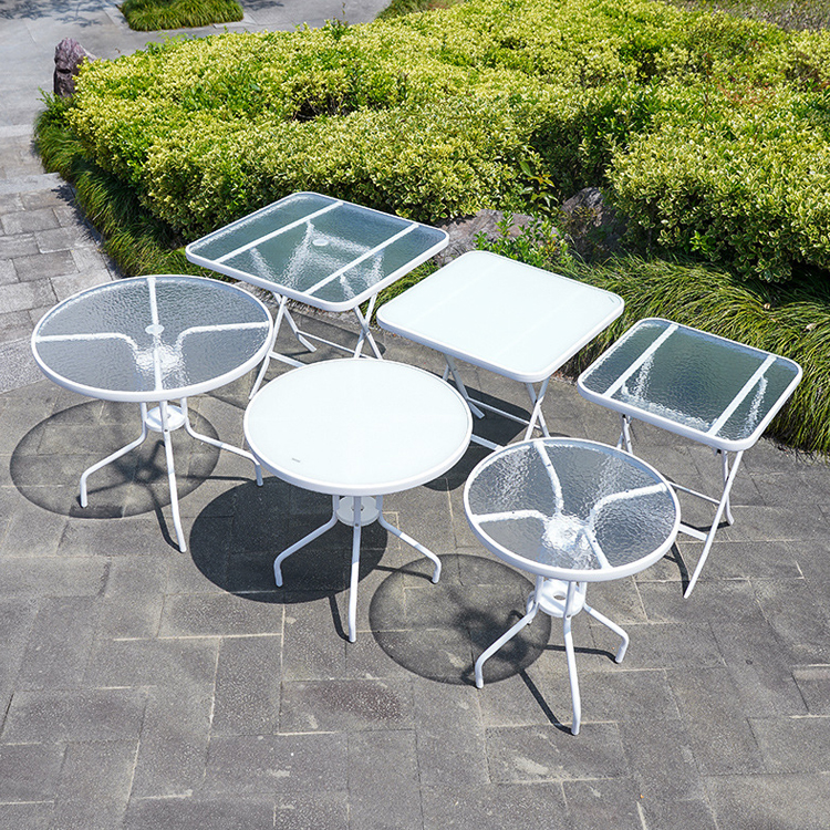 Outdoor Restaurant Balcony Cafe Patio Garden Set Rattan Chair and Small White Square Table