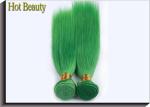 Green 100% Remy Virgin Human Hair , Straight Peruvian Weave Bundles