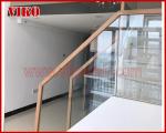 Double Steel Plate Staircase VK17S ,Railing tempered glass, Handrail b eech