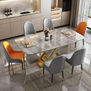 Wholesale Marble Stainless Steel Dining Table Chair Sets With Velvet / PU Seat from china suppliers