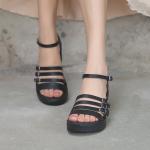 HZM020 Sandals, Women'S Leather Slope With Women'S Sandals, Casual All-Match