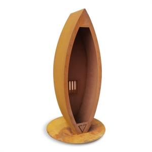 Wholesale Large Garden Corten Steel Structure Sinking Canoe Shape Wood Storage Sculpture from china suppliers