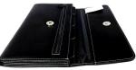 Black PU Travel Ticket Wallet , Water Resistant Travel Document Organizer Wallet