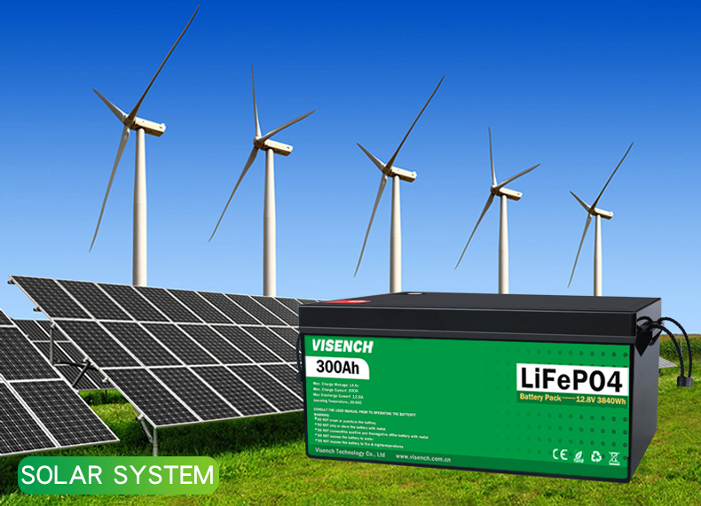 Visench Rechargeable Lithium Ion Batteries 12V 300Ah LiFePO4 Battery Pack