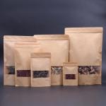 kraft bag zipper Transparent windowed kraft standing bag kraft food pouch