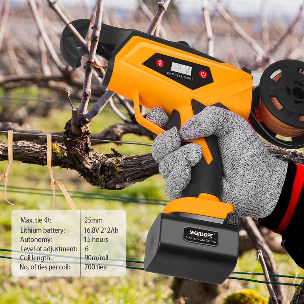 Swansoft SW-B12 Electric Vine Tying Machine, 25mm Diameter, 16.8 2Ah/4Ah Battery