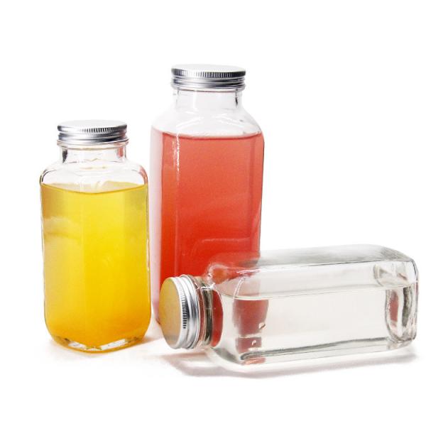 French Square Airtight Juice Bottles Glass Bottles For Juice Packaging 8oz 2oz