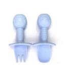 Mushie Folding Baby Forks Spoons Utensils Nonslip Blue Brown Silicone Red With