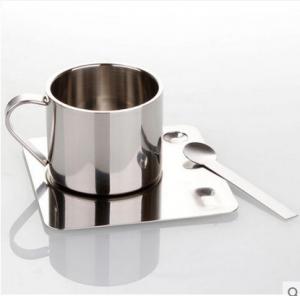 China double wall stainless steel temp keeping coffee/tea cup with saucer on sale
