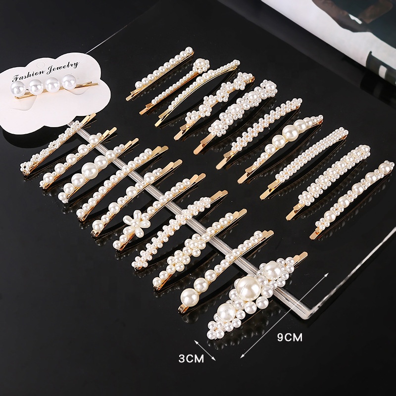 Handmade Pearls Decorative Hair Clips Pin For Makeup Geometric Flower Barrettes Headwear