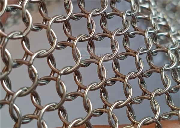 7mm Stainless Steel Ring Mesh Curtains Silver Color Used For Architectural