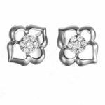18K White Gold Rose Gold Four Leaf Clover Diamonds Stud Earrings (GDE012)