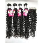 Natural 100% Brazilian Virgin Deep Wave Hair Bundles With 4x4 Lace Closure