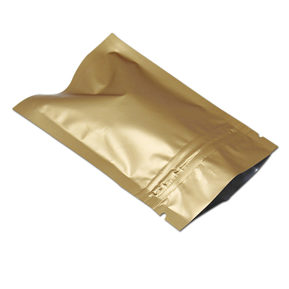 Custom Matte Black Metallic Foil Zip Lock Stand Up Bags Pouches