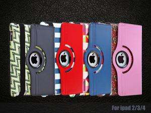 Wholesale Ipad2/3/4 printing design 360 rotating PU leather case from china suppliers
