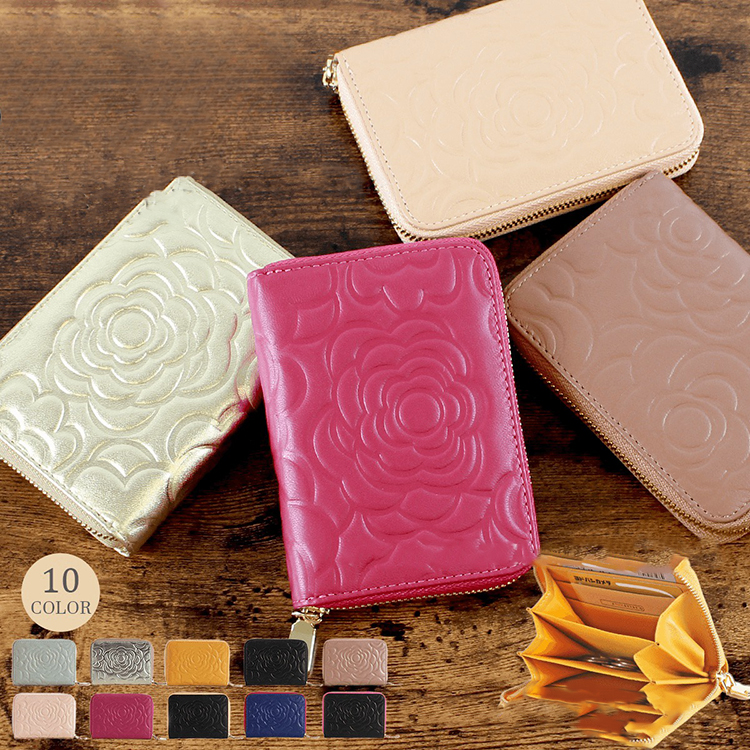 Camellia Genuine Leather Hand Coin Purse Small and Exquisite Wallet with No Embossing