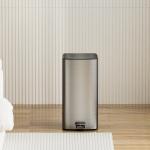 28L Capacity Stainless Steel Soft Close Square Pedal Trash Bin For Living Room