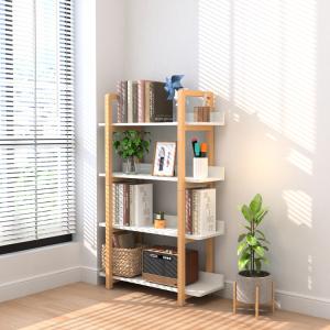 Wholesale Four Tier Wooden Storage Rack White MDF Panel Modern Style W80*D30*H120CM from china suppliers