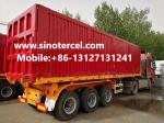 OEM Steel Tipper Semi Trailer ISO SGS With Hydraulic System 30-50 Tons Red