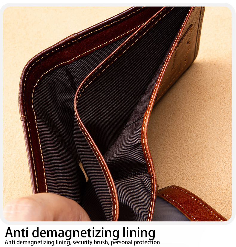 Unisex Genuine Leather Minimalist Trifold Bifold Slim Wallet with RFID Protection