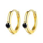 1.6g 1.5x0.3cm Stainless Steel Gold Hoop Earrings Party CZ Real Silver Earrings