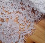 French Eyelash Lace Fabric with cord for Bridal Dress with Ivory / Pink color