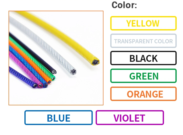 Plastic Coated galvanized Colorful PVC Coated Steel Wire Rope 1*7 7*7 7*19 Cable rope for Bending Construction