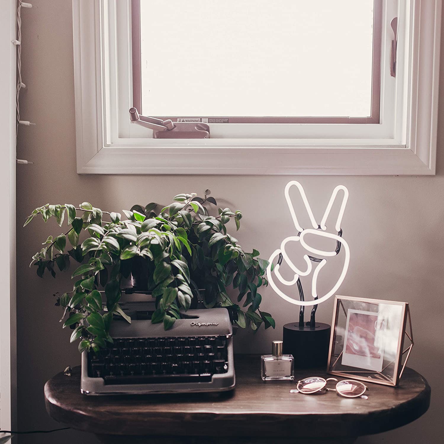 Peace 14.5 Inches Neon Light Desk Lamp Neon Light Sculpture UL