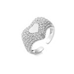 Heart Shape 925 Sterling Silver Rings Micro Pave CZ Cubic Zirconia Engagement