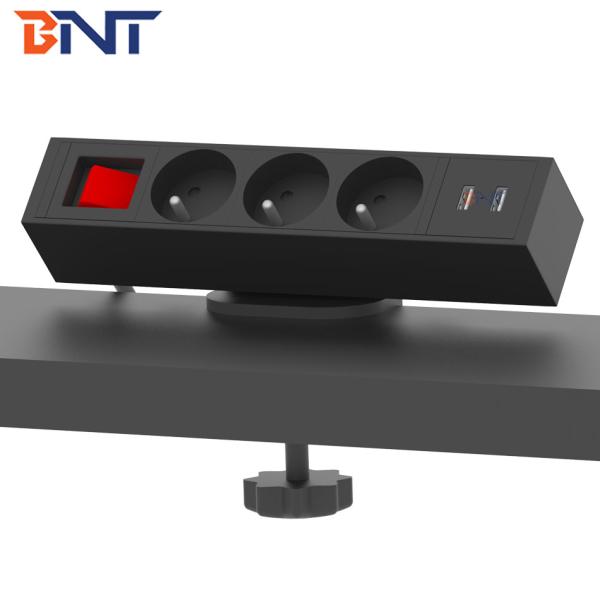French power movable multimedia office clamp on desk edge socket with bracket